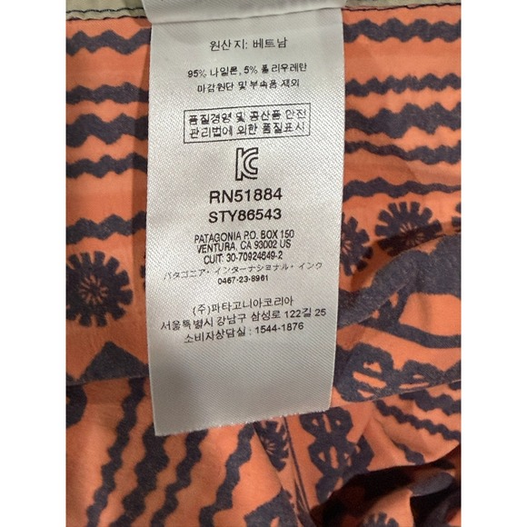 Patagonia Orange Wavefarer Boardshorts Navy Tribal Geometric Print STY86543 Mens - Picture 4 of 6